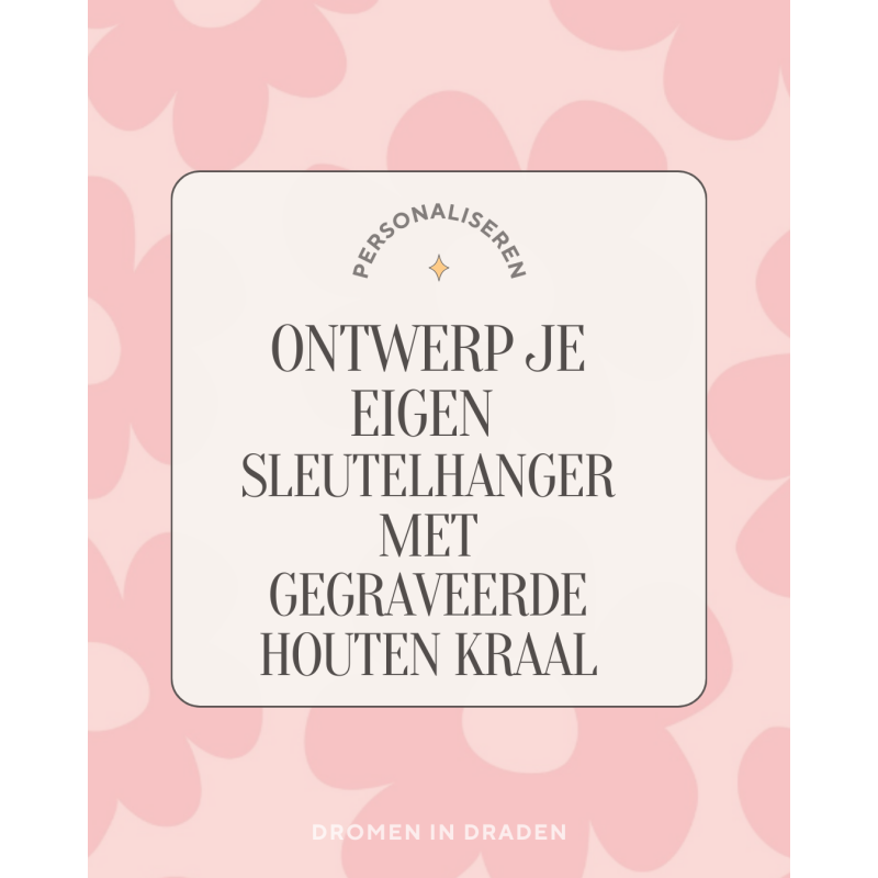 Zelf samenstellen | Sleutelhanger met gegraveerde houten kraal - Bloem