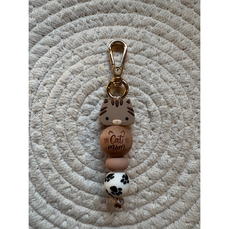 Sleutelhanger | Gegraveerde houten kraal | Catmom